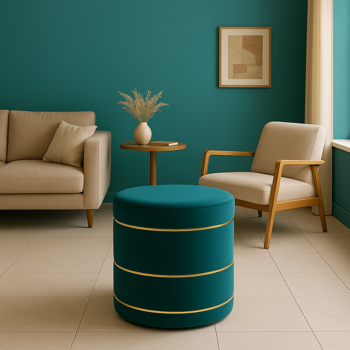 Velora Luxe Round Ottoman Footstool