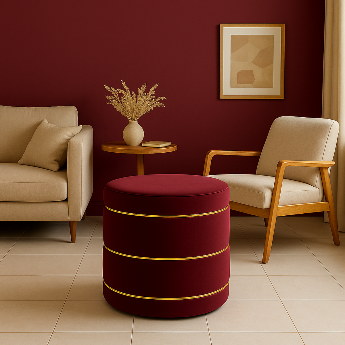 Velora Luxe Round Ottoman Footstool