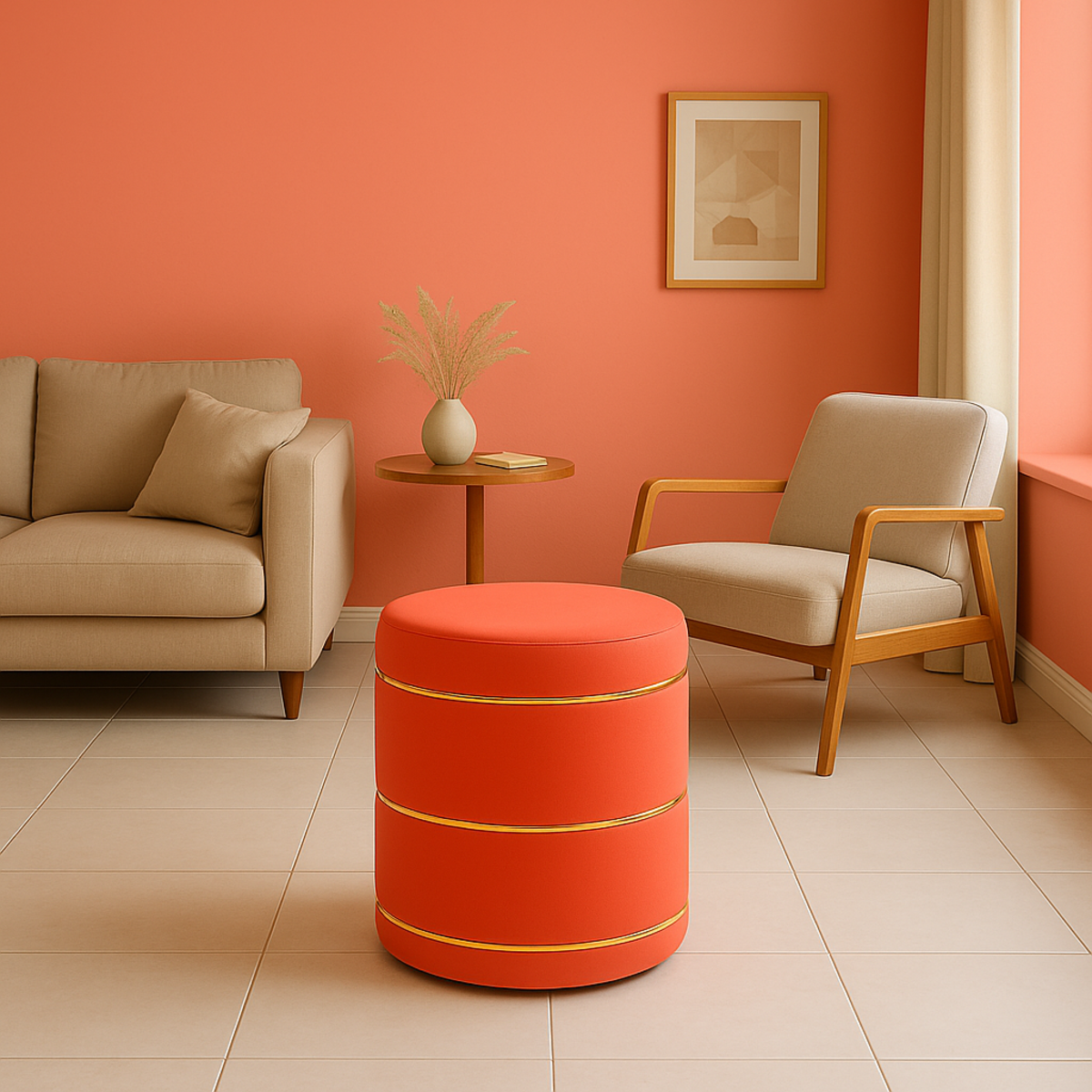 Velora Luxe Round Ottoman Footstool