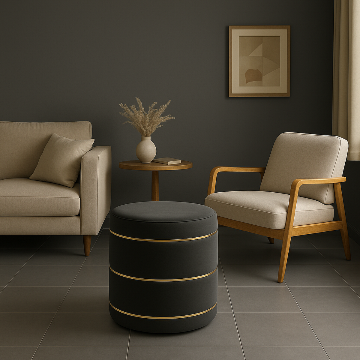 Velora Luxe Round Ottoman Footstool