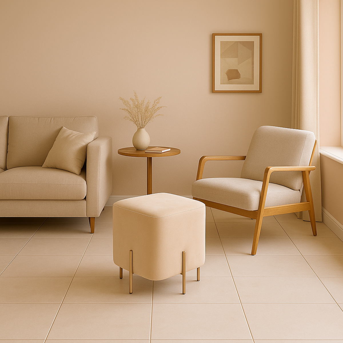 The Lyra Velvet Square Pouf