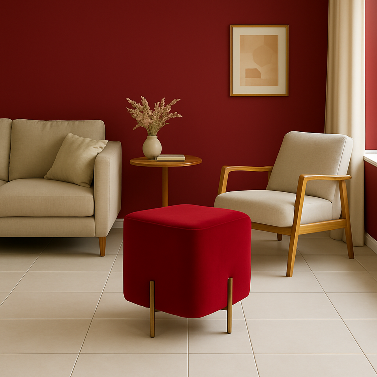 The Lyra Velvet Square Pouf