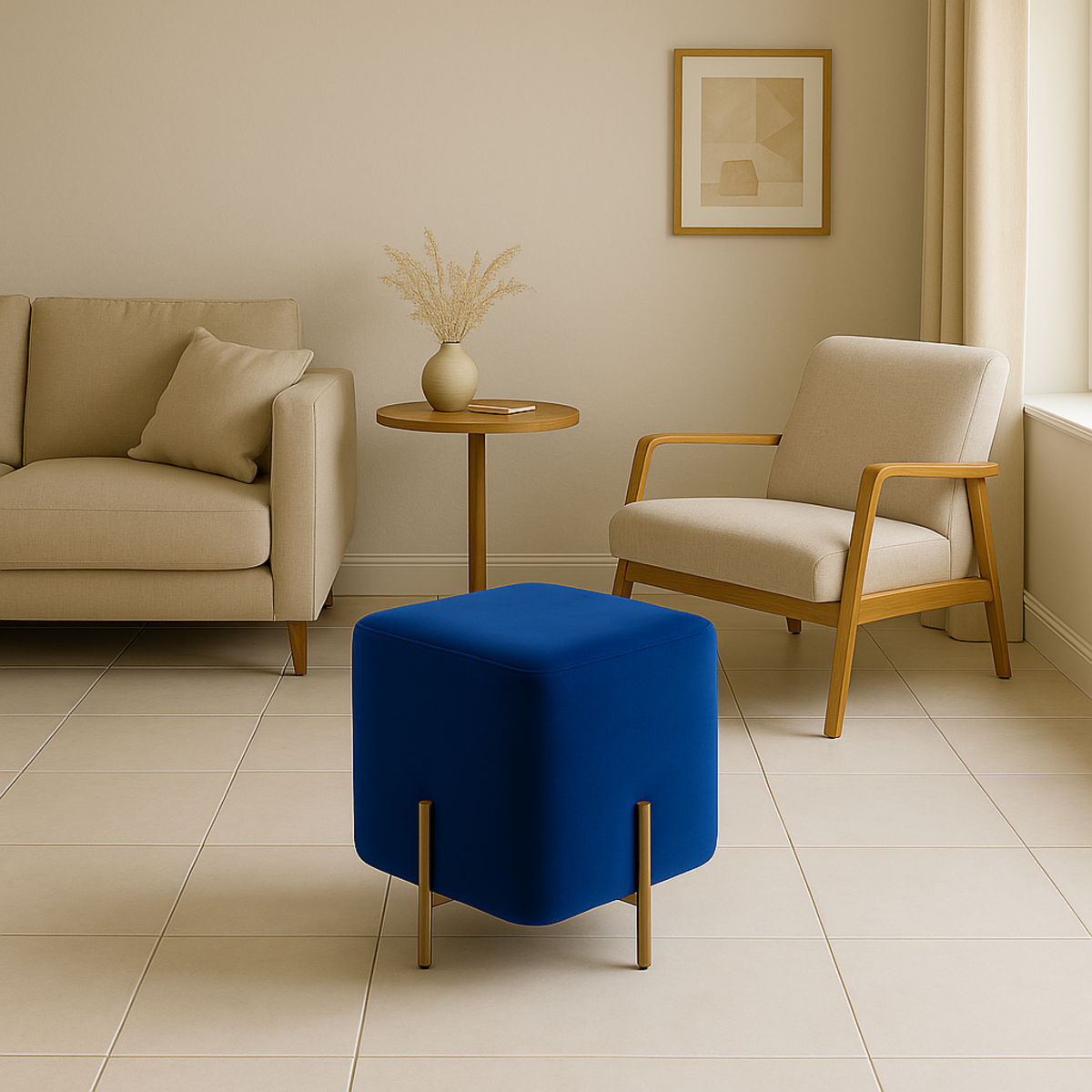 The Lyra Velvet Square Pouf
