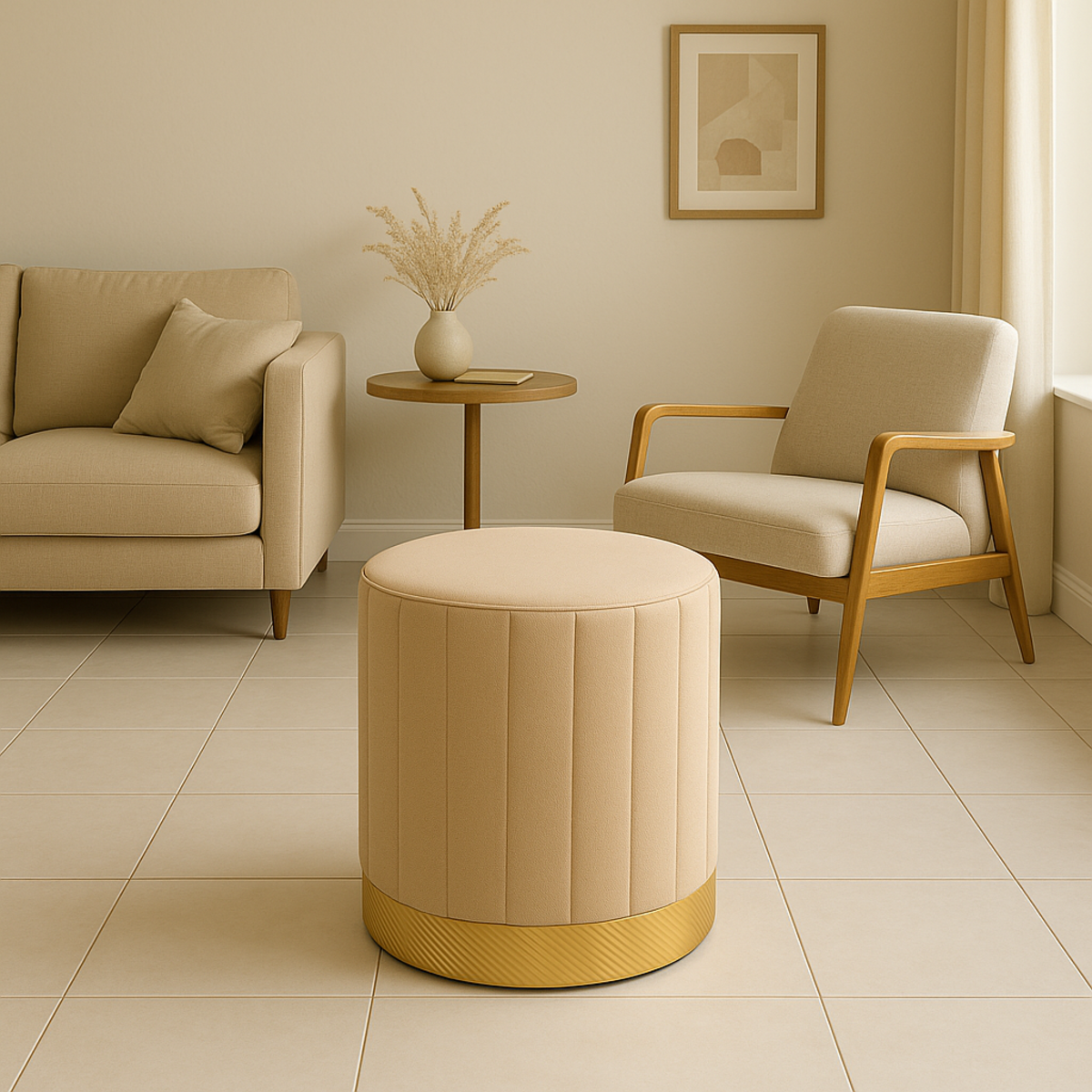 The Verona Velvet Round Pouf