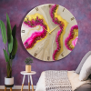 Pink Marble Curves Resin Wall Clock