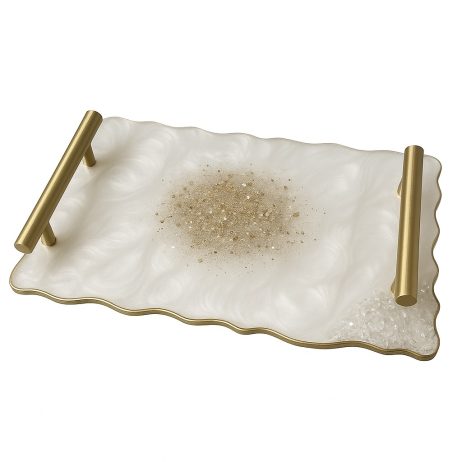 White Aura Gold-Glow Plate of 16 x 10 Inches